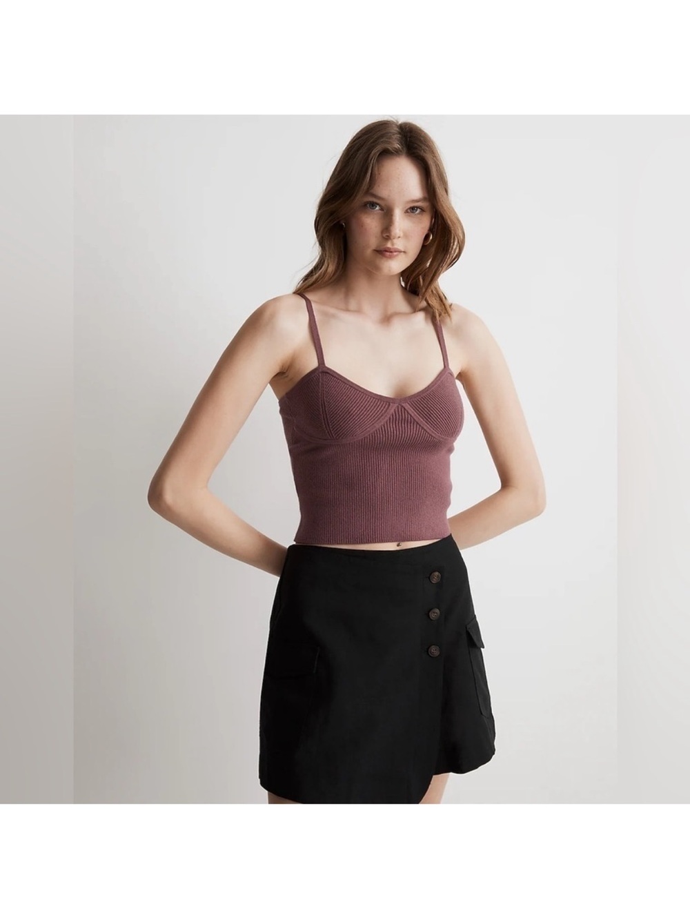 Madewell corset sweater tank in pressed grape